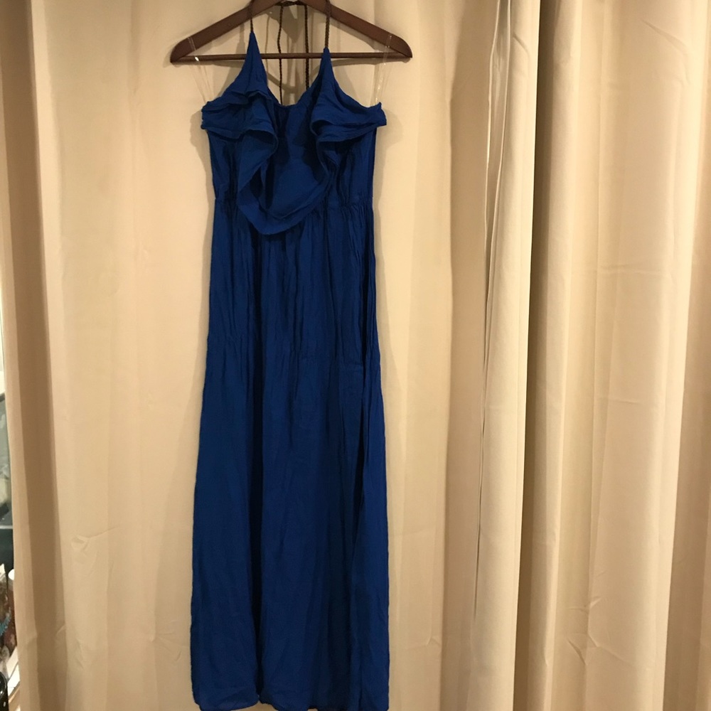 Royal Blue Halter Maxi Dress with Belt size M
